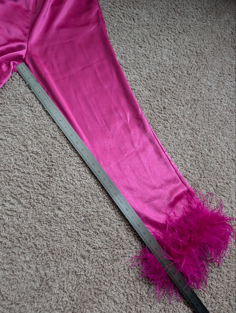 Fashion Nova Luxe Womens Pink Destiny Satin Feather High Rise Pants Size Medium - Picture 9 of 11